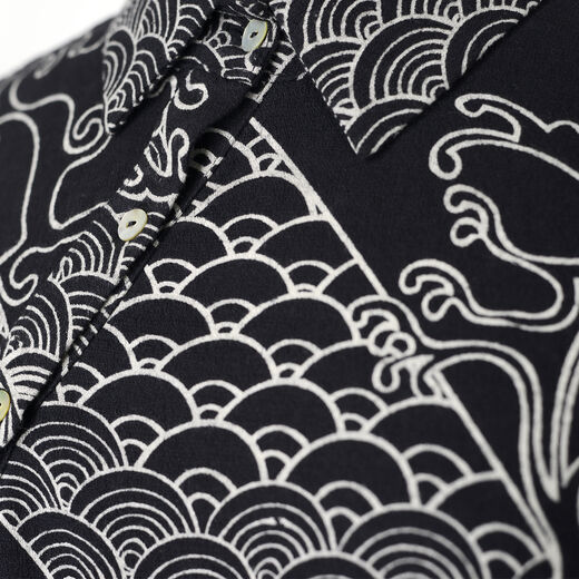 Japanese printed wave shirt